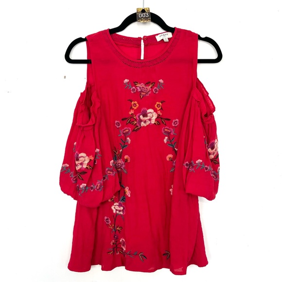 Umgee Smocked Floral Ruffle Trim Top